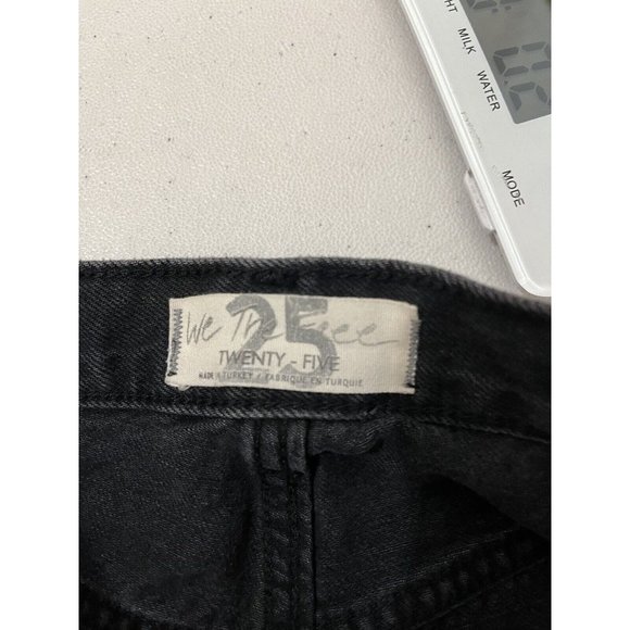 We The Free Distressed High Waist Denim Shorts Women 25 Black Wash Button Fly - Picture 12 of 15